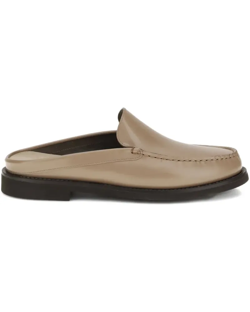Brunello Cucinelli Flache Mules aus Leder - Nude Nude