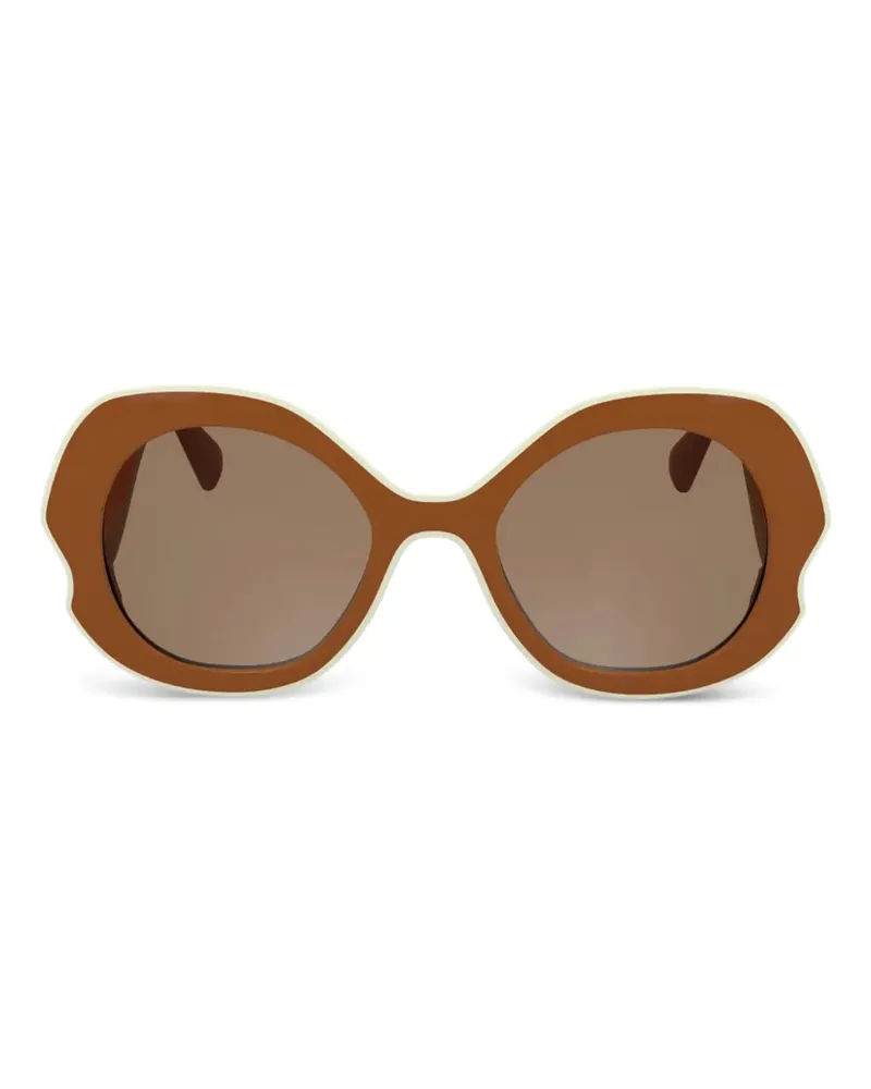 Longchamp Sonnenbrille mit rundem Gestell - Braun Braun