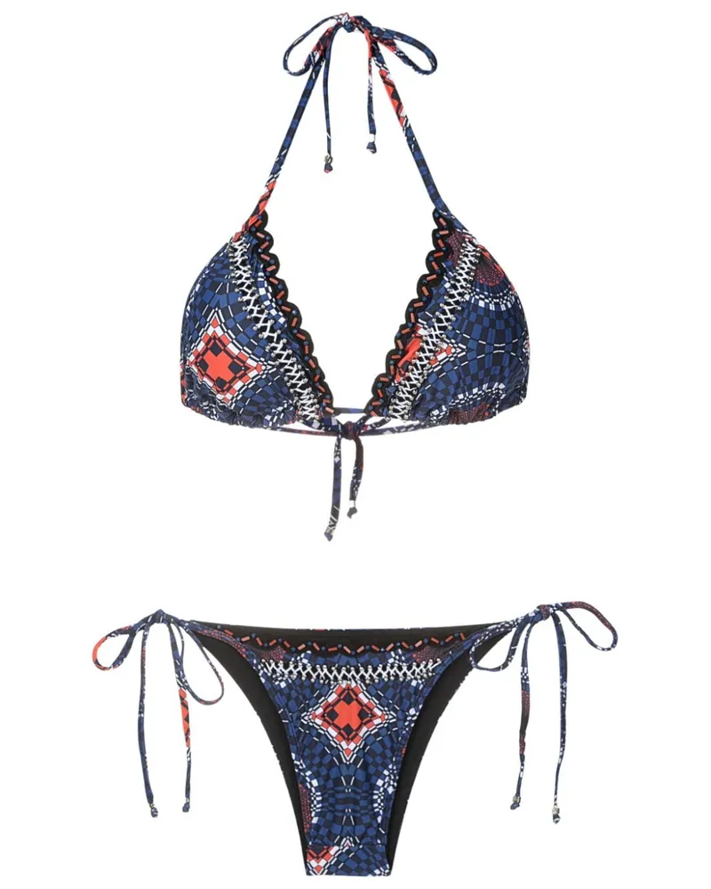 Amir Slama Triangel-Bikini mit Stickerei - Blau Blau
