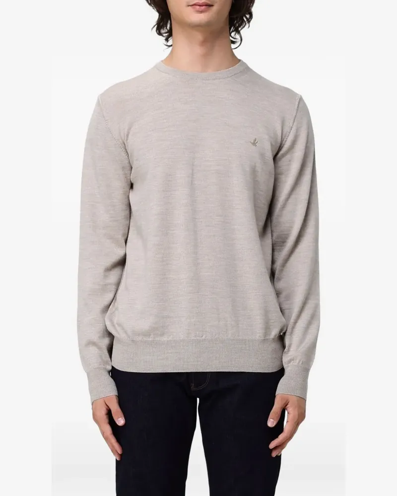 Brooksfield logo-embroidered crew-neck sweater - Nude Nude