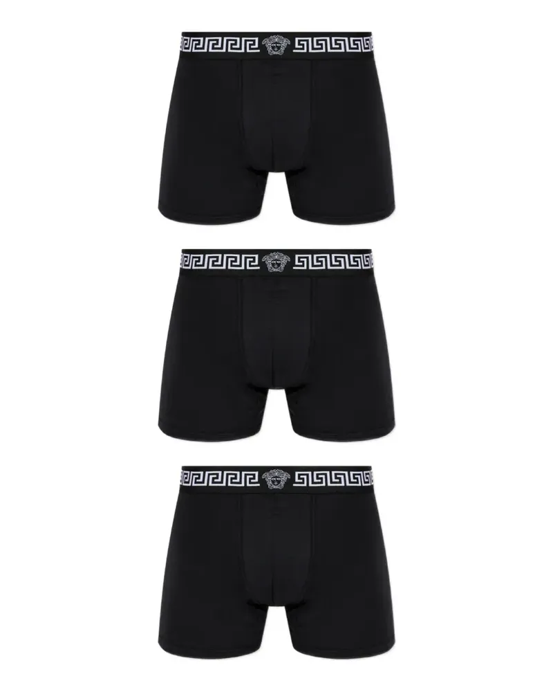 Versace Set aus drei Boxershorts mit Greca-Detail und Medusa-Logo - Schwarz Schwarz