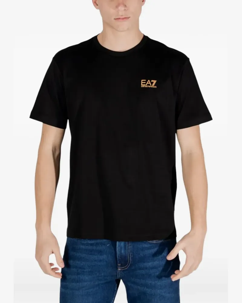 EA7 T-Shirt mit Logo-Print - Schwarz Schwarz