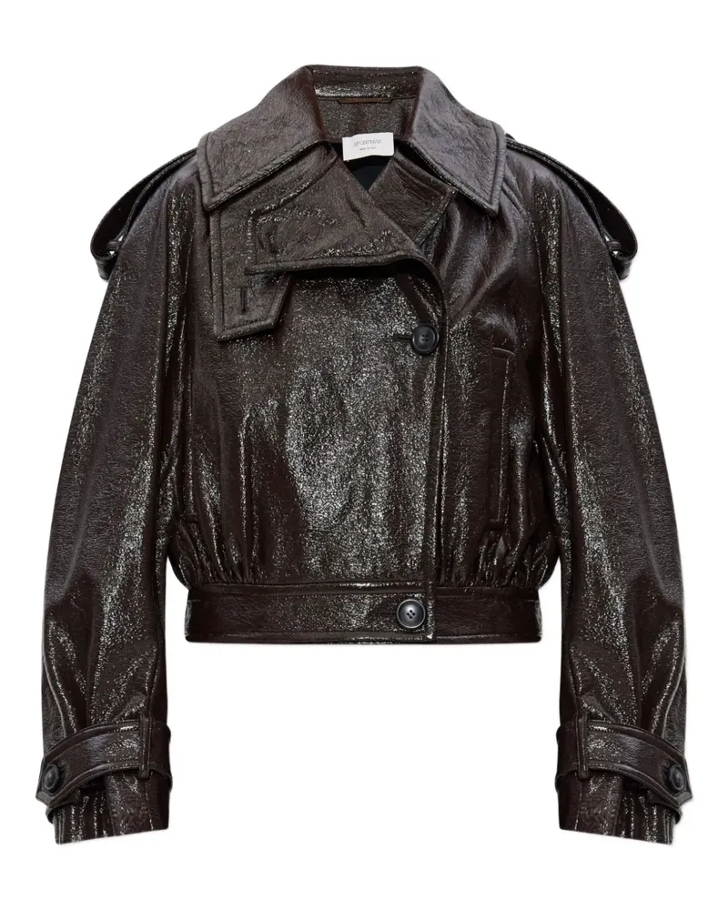 SPORTMAX Cropped-Jacke in Lederoptik mit Umschlag - Braun Braun
