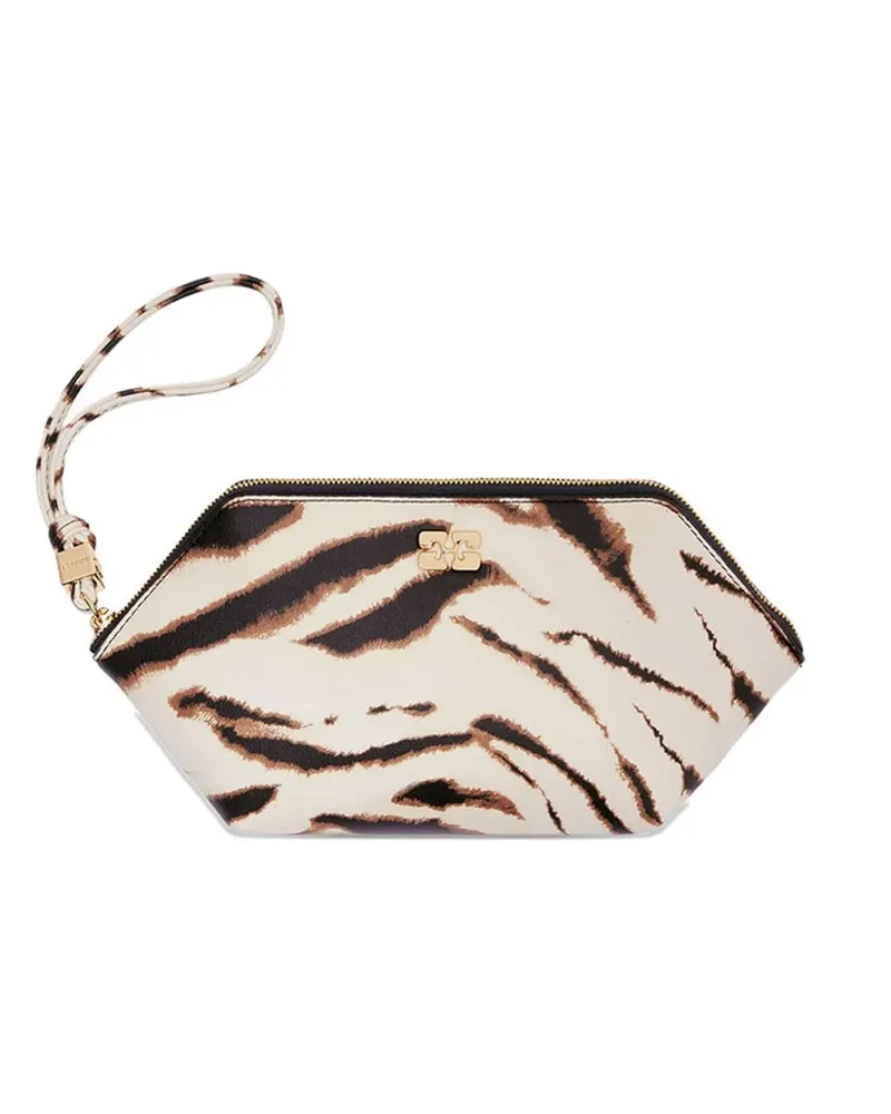 Ganni Bou zebra-print clutch bag - Nude Nude