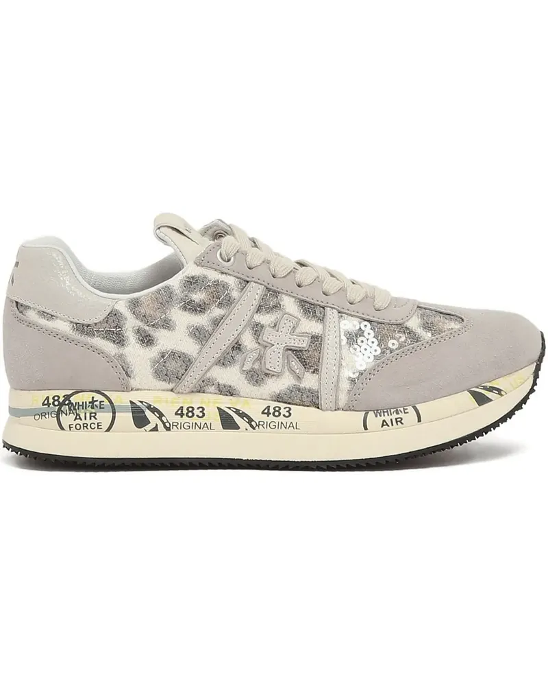 Premiata Sneakers aus Wildleder mit Leoparden-Print - Grau Grau