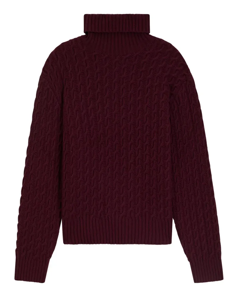 HUGO BOSS Rollkragenpullover mit Zopfmuster - Rot Rot