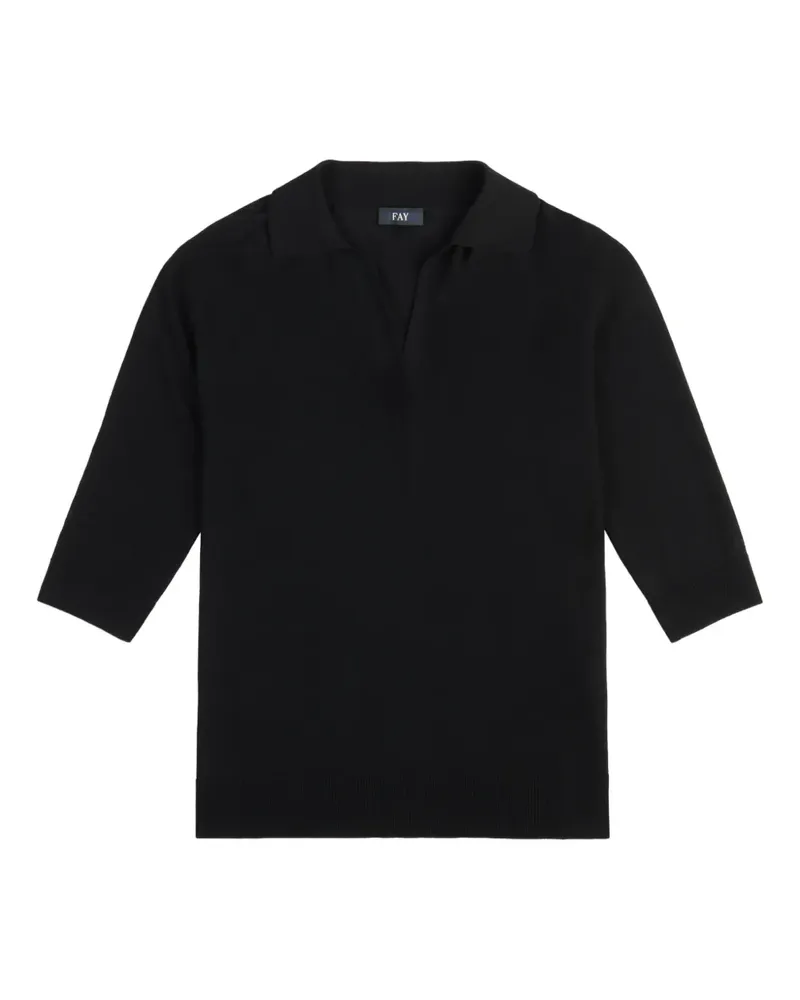 Fay three-quarter sleeve polo sweater - Schwarz Schwarz
