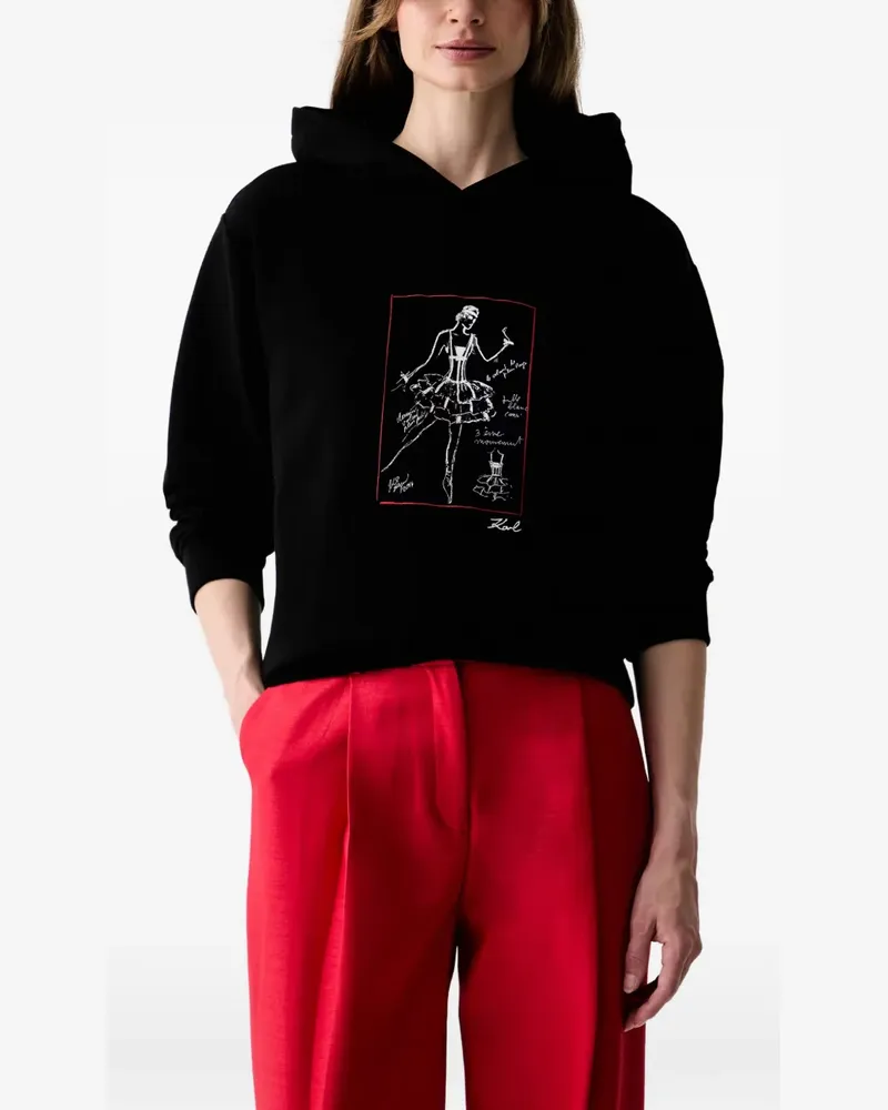 Karl Lagerfeld sketch-print hoodie - Schwarz Schwarz