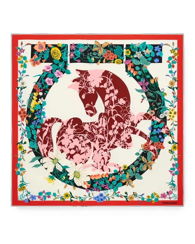 Ferragamo Schal mit Pegaso-Print - Weiß Weiß