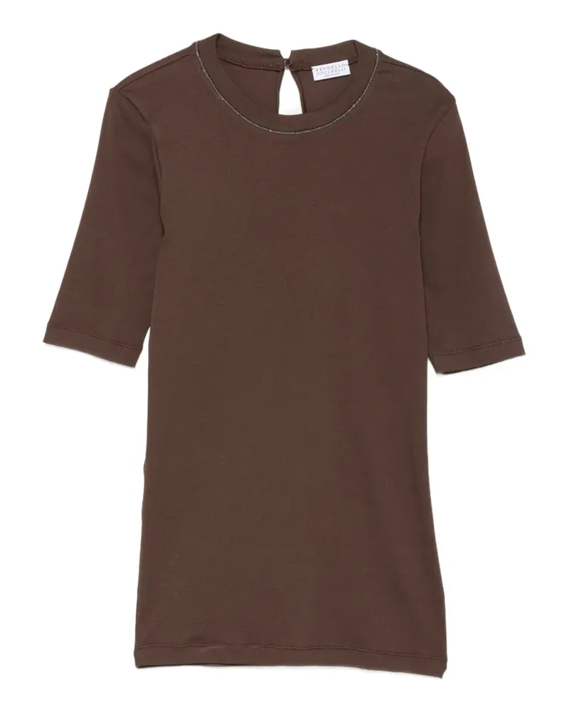 Brunello Cucinelli T-Shirt mit Monili-Kette - Braun Braun