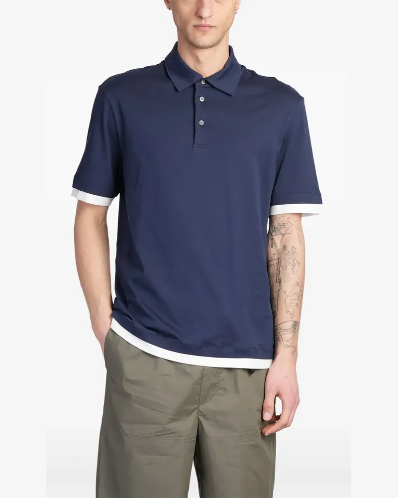 Roberto Collina Poloshirt mit Kontrastdetails - Blau Blau