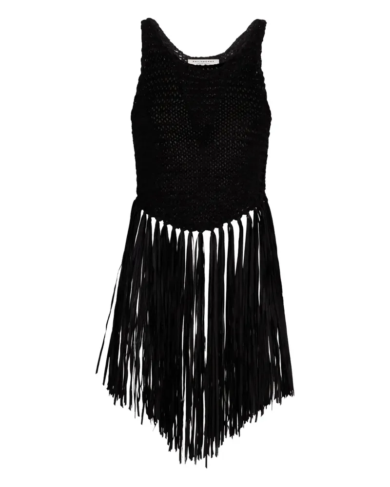 Philosophy Di Lorenzo Serafini Top mit Fransendetail - Schwarz Schwarz