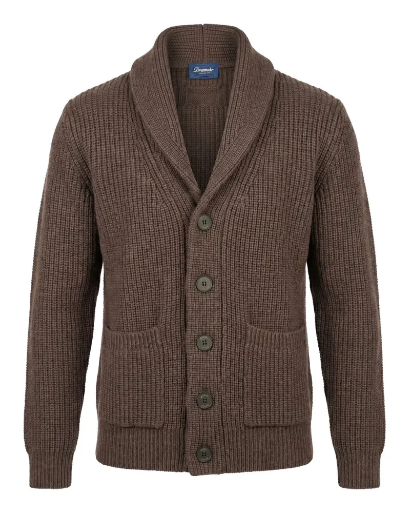Drumohr  Gerippter Cardigan mit Schalkragen - Braun Braun