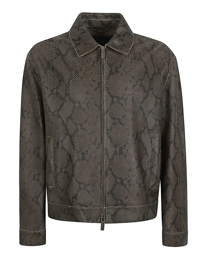 Emporio Armani zip-fastening patterned jacket - Braun Braun