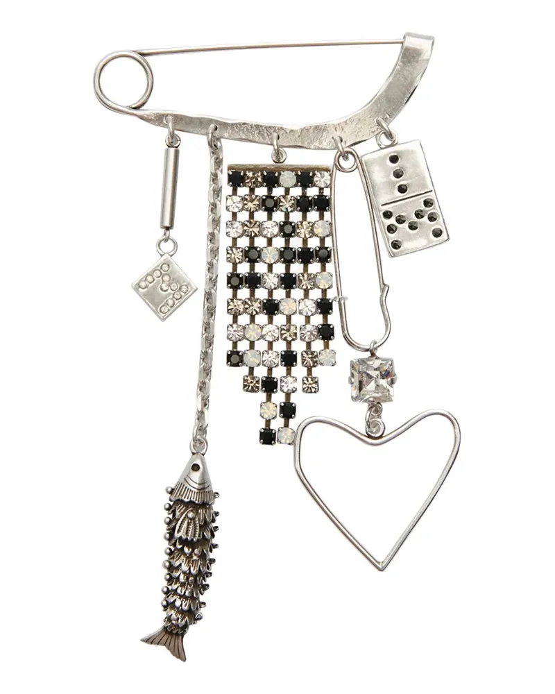 Isabel Marant Abby safety-pin embellished brooch - Silber Silber