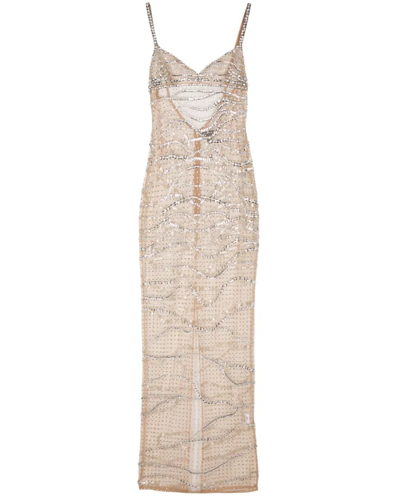 Retrofête Citrine Kleid mit Schmucksteinen - Silber Silber