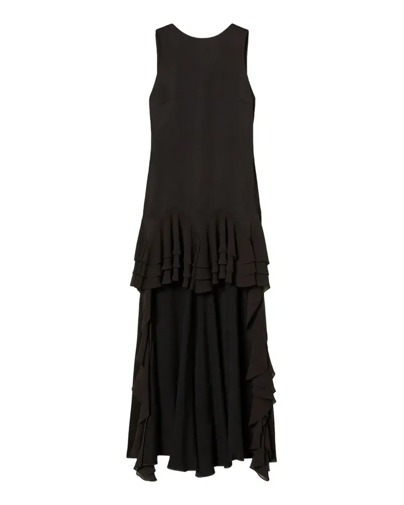 Twin-Set Asymmetrisches Kleid mit Rüschen - Schwarz Schwarz