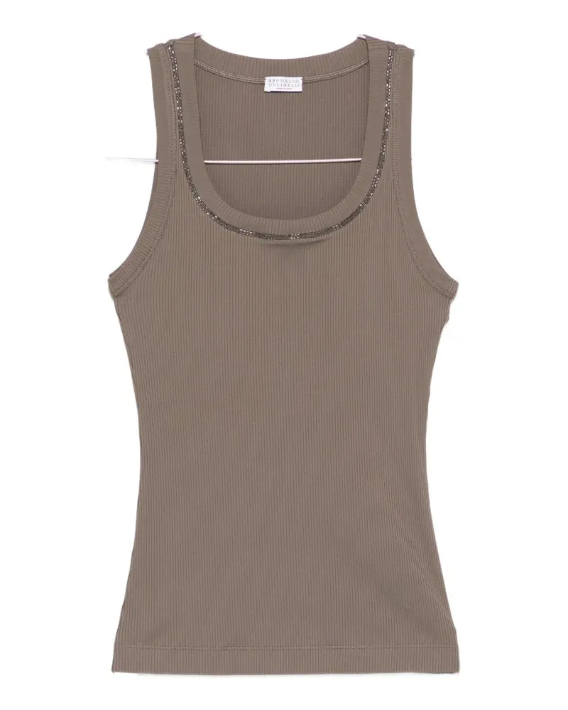 Brunello Cucinelli beaded ribbed tank top - Braun Braun