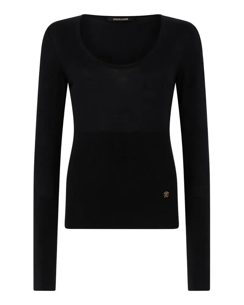 Roberto Cavalli scoop-neck ribbed-knit sweater - Schwarz Schwarz