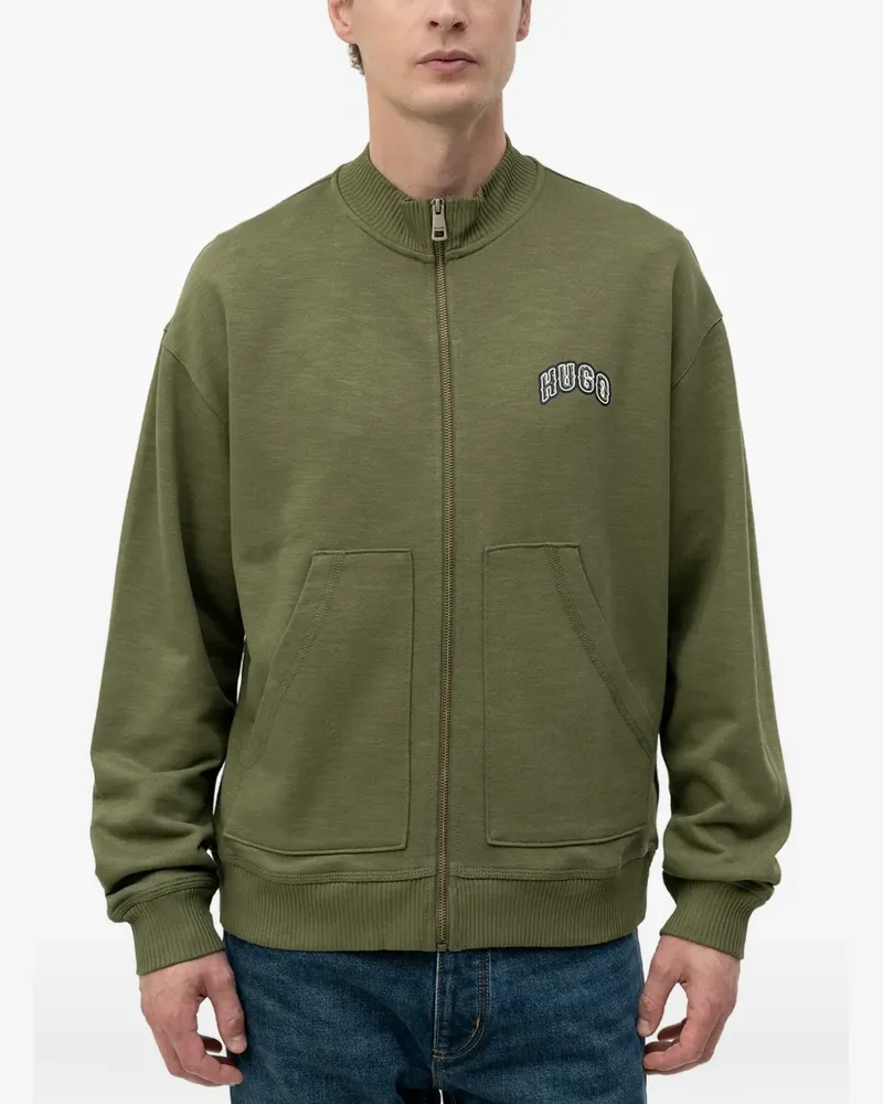 HUGO BOSS logo-patch zip-up sweatshirt - Grün Grün