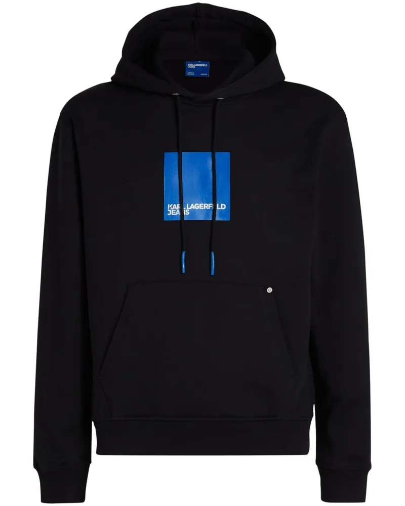 Karl Lagerfeld Hoodie aus Bio-Baumwolle mit Box-Logo Schwarz