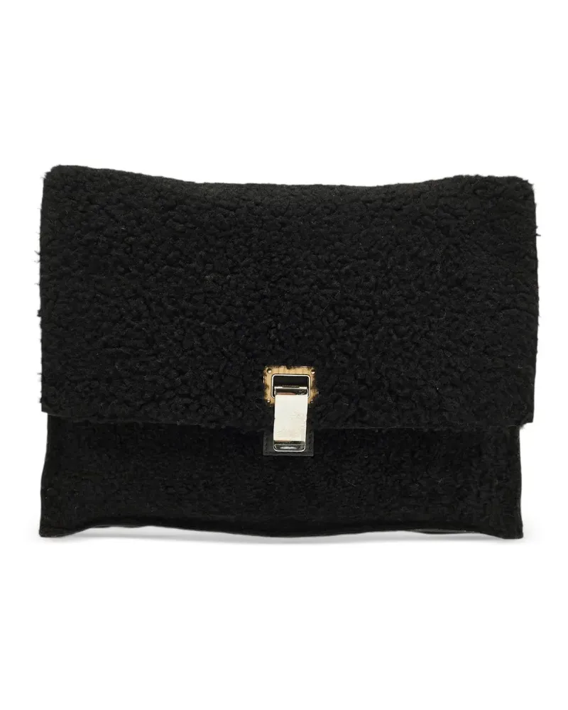 Proenza Schouler Lunch Clutch aus Faux Shearling - Schwarz Schwarz