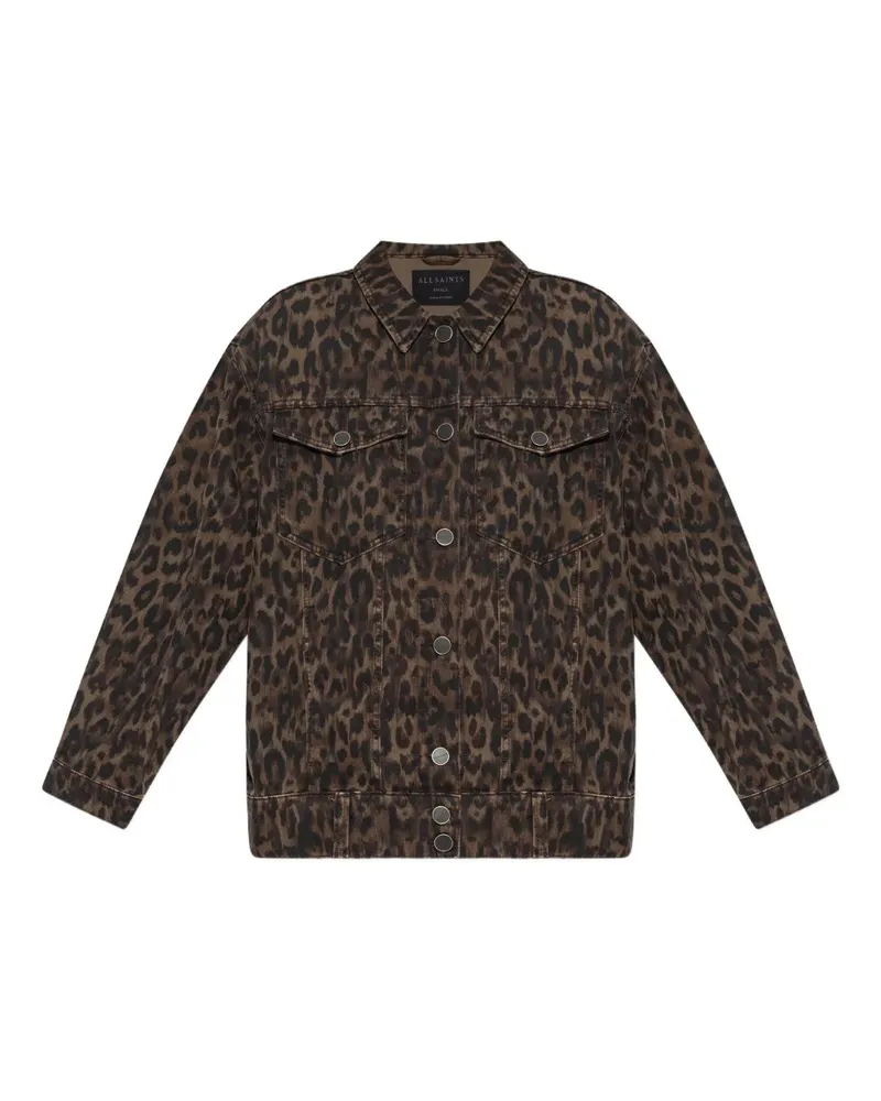 AllSaints Jeansjacke mit Leoparden-Print - Braun Braun