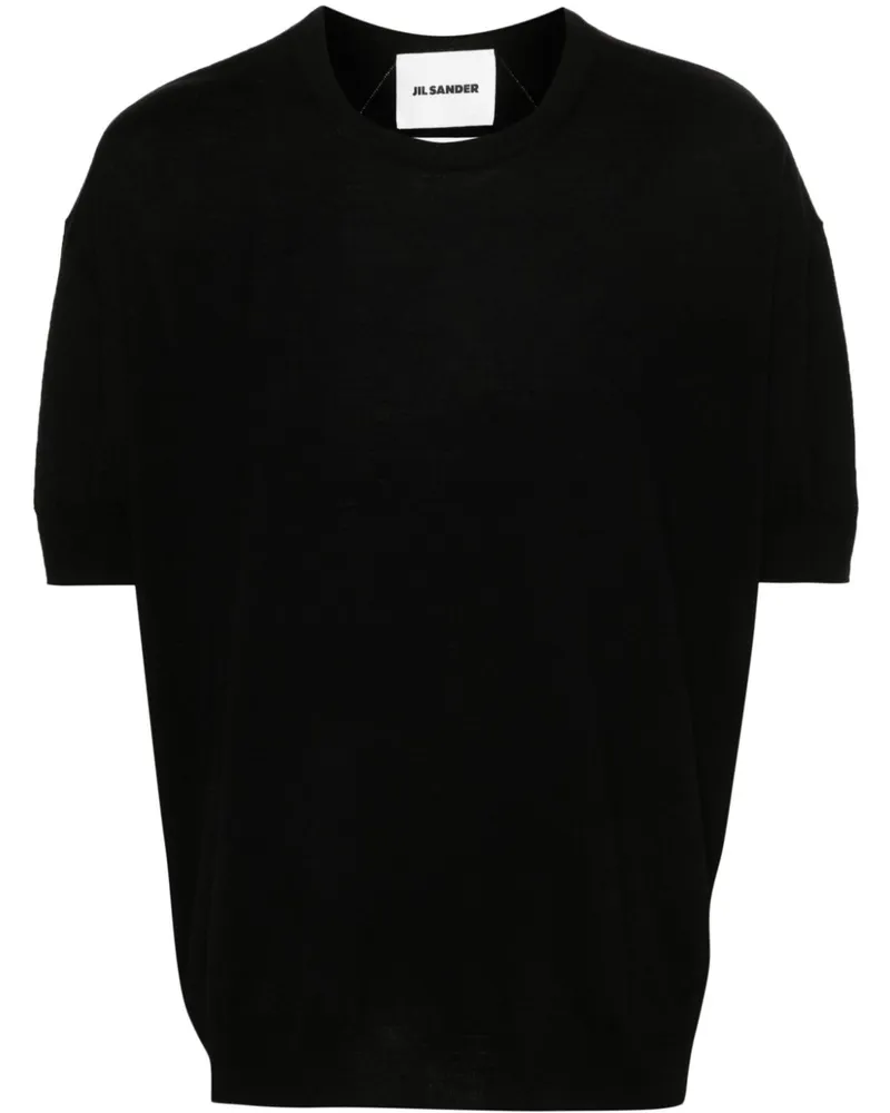Jil Sander Wollpullover mit kurzen Ärmeln Schwarz
