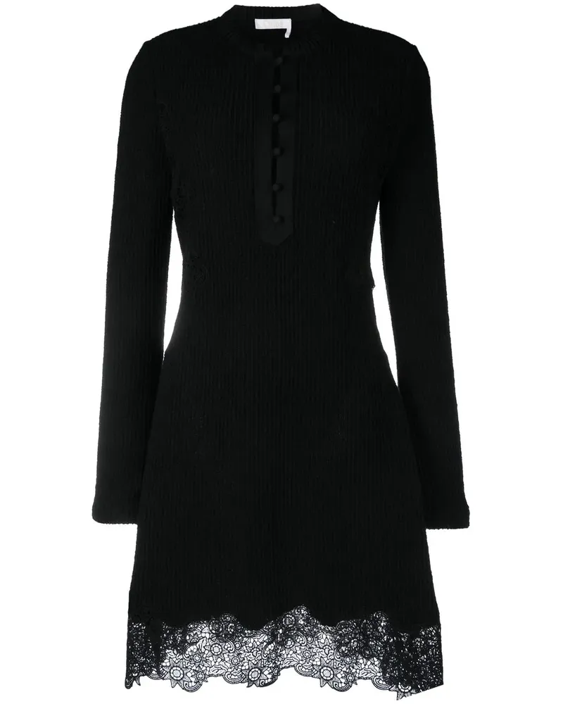 Chloé Kleid mit Spitzeneinsatz - Schwarz Schwarz