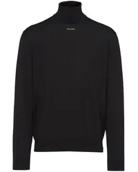 Prada Rollkragenpullover mit Logo-Intarsie Schwarz