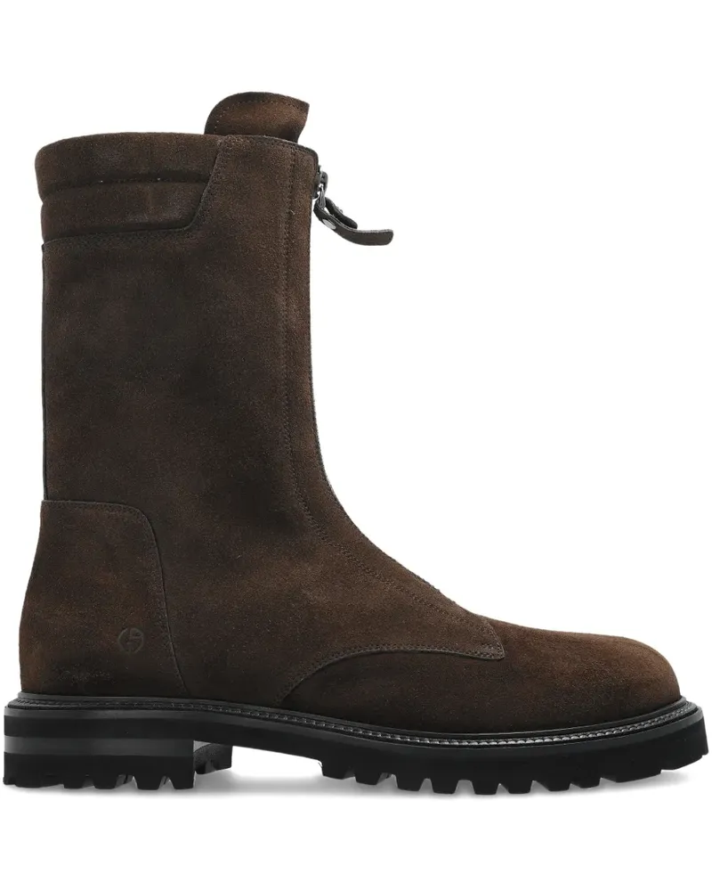Giorgio Armani leather zip boots - Braun Braun