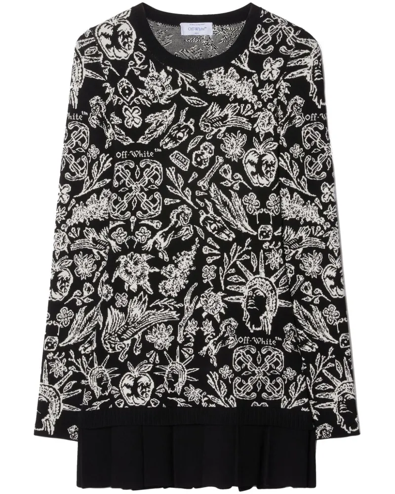 OFF-WHITE Kleid mit Intarsienmuster - Schwarz Schwarz
