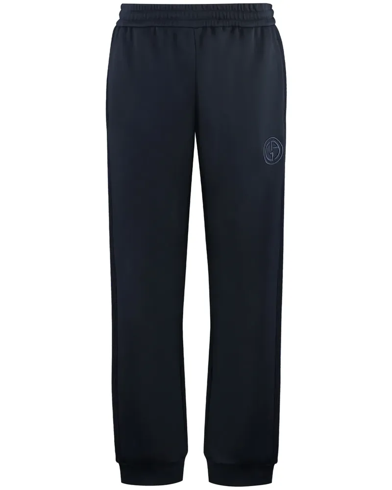 Giorgio Armani Gerade Hose mit Logo-Print - Blau Blau