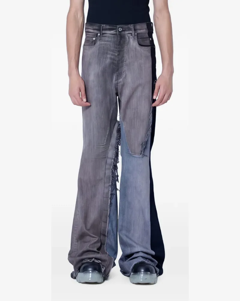 Rick Owens panelled raw-edge jeans - Grau Grau