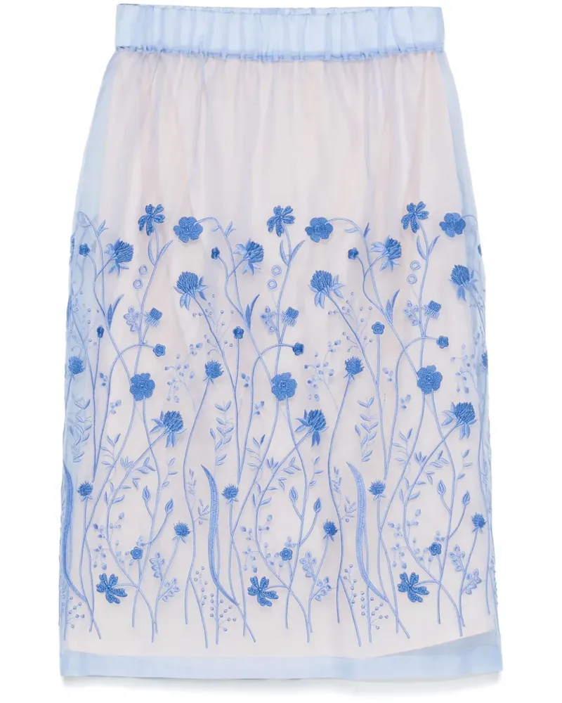 P.A.R.O.S.H. P.A.R.O H. Midirock mit blumiger Stickerei - Blau Blau