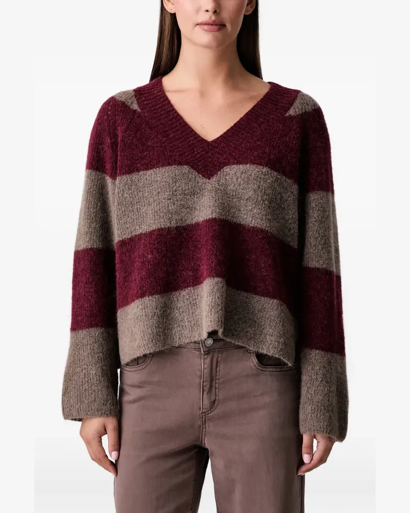 Mos Mosh V-neck striped sweater - Rot Rot