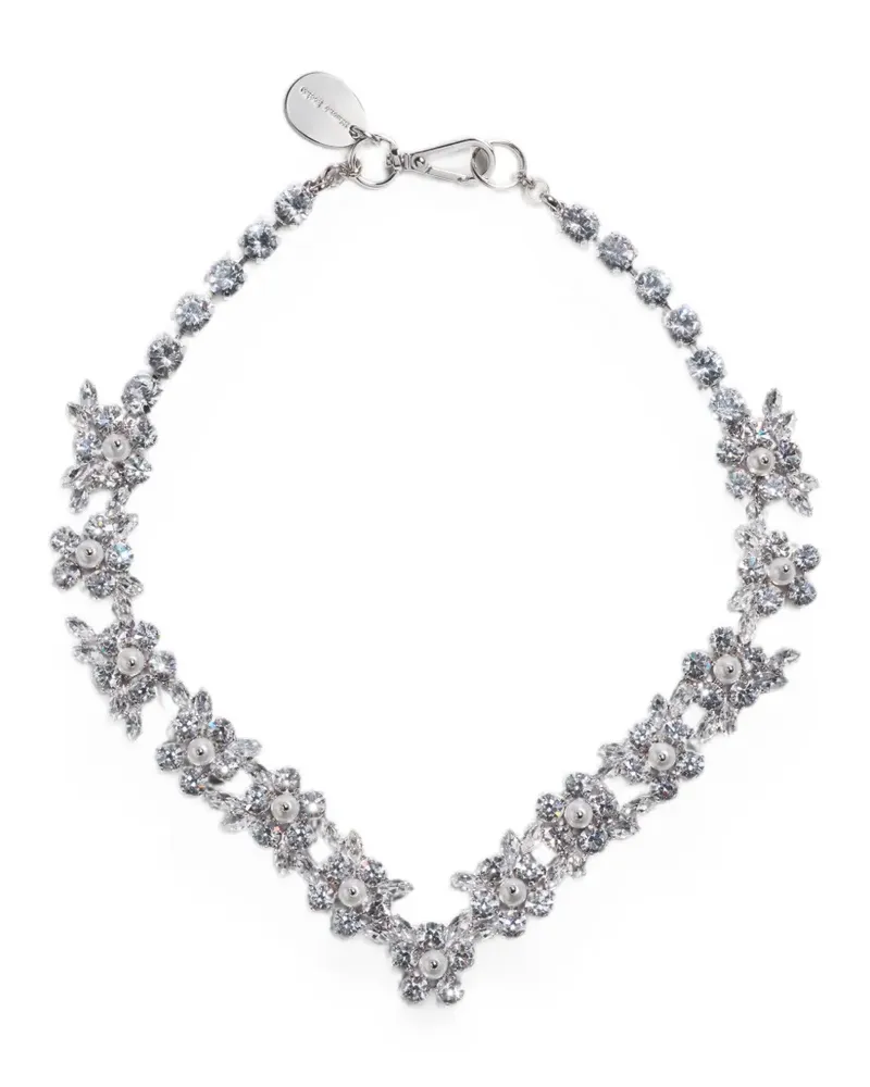 Simone Rocha V-Linien-Halskette mit Blumen - Silber Silber