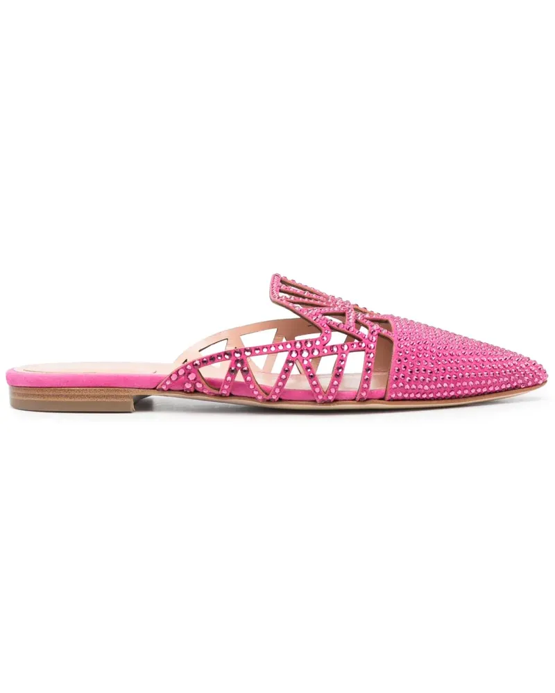 Alberta Ferretti Spitze Mules mit Kristallen - Rosa Rosa