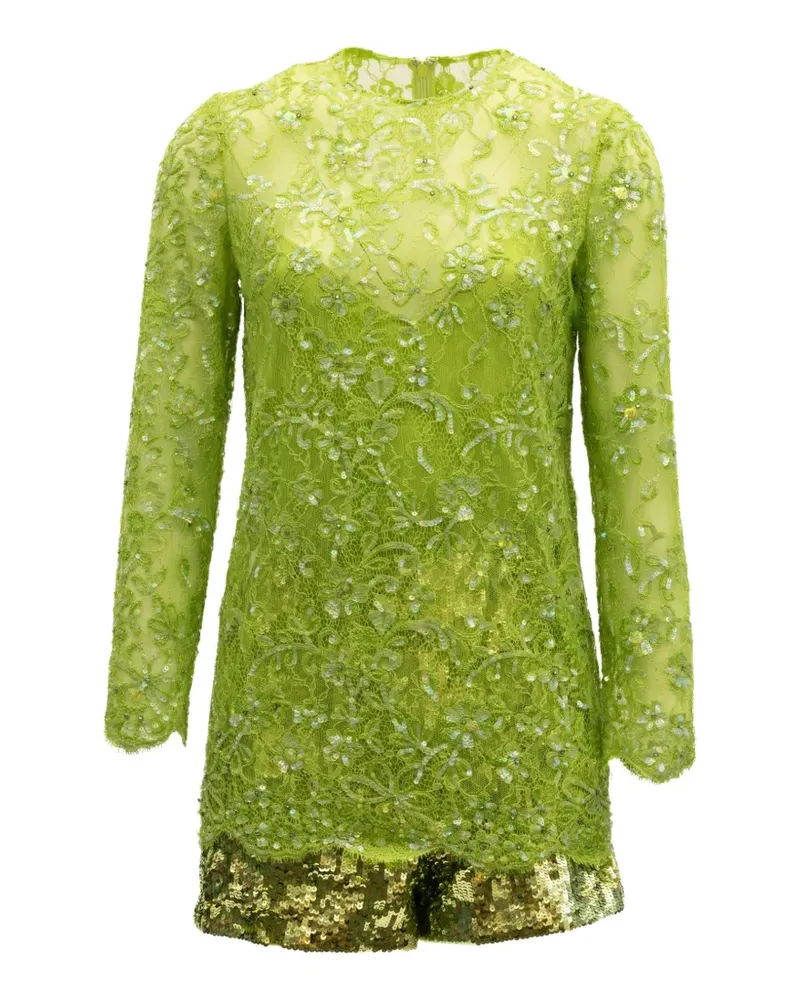 Valentino Garavani sequin-embellished lace jumpsuit - Grün Grün