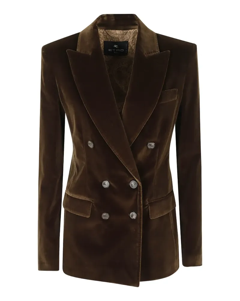 Etro double-breasted velvet blazer - Braun Braun