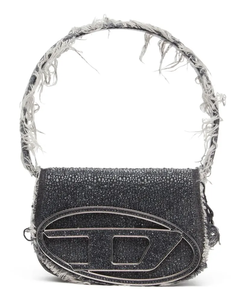 Diesel Mini 1DR Schultertasche mit Kristallen - Schwarz Schwarz
