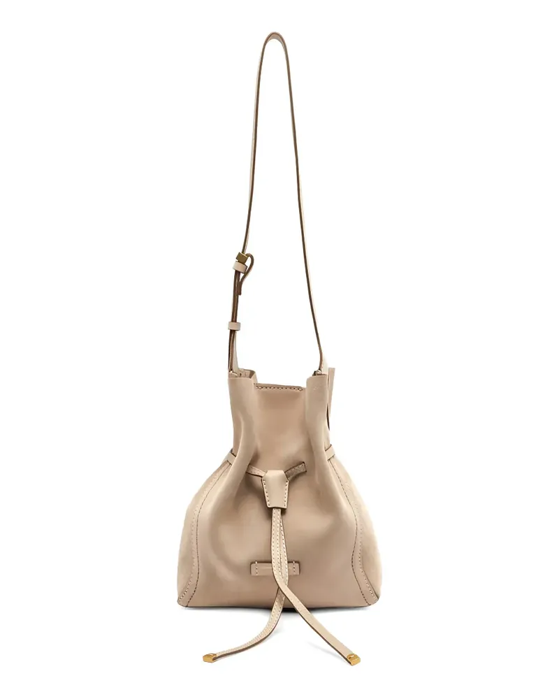 Gianni Chiarini small Sienna drawstring suede bucket bag - Nude Nude