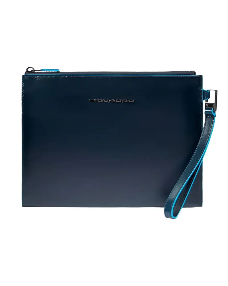 Piquadro logo-plaque clutch bag - Blau Blau