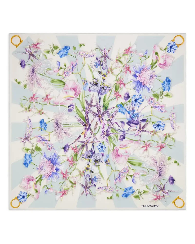 Ferragamo Seidenschal mit Gaia-Print - Blau Blau