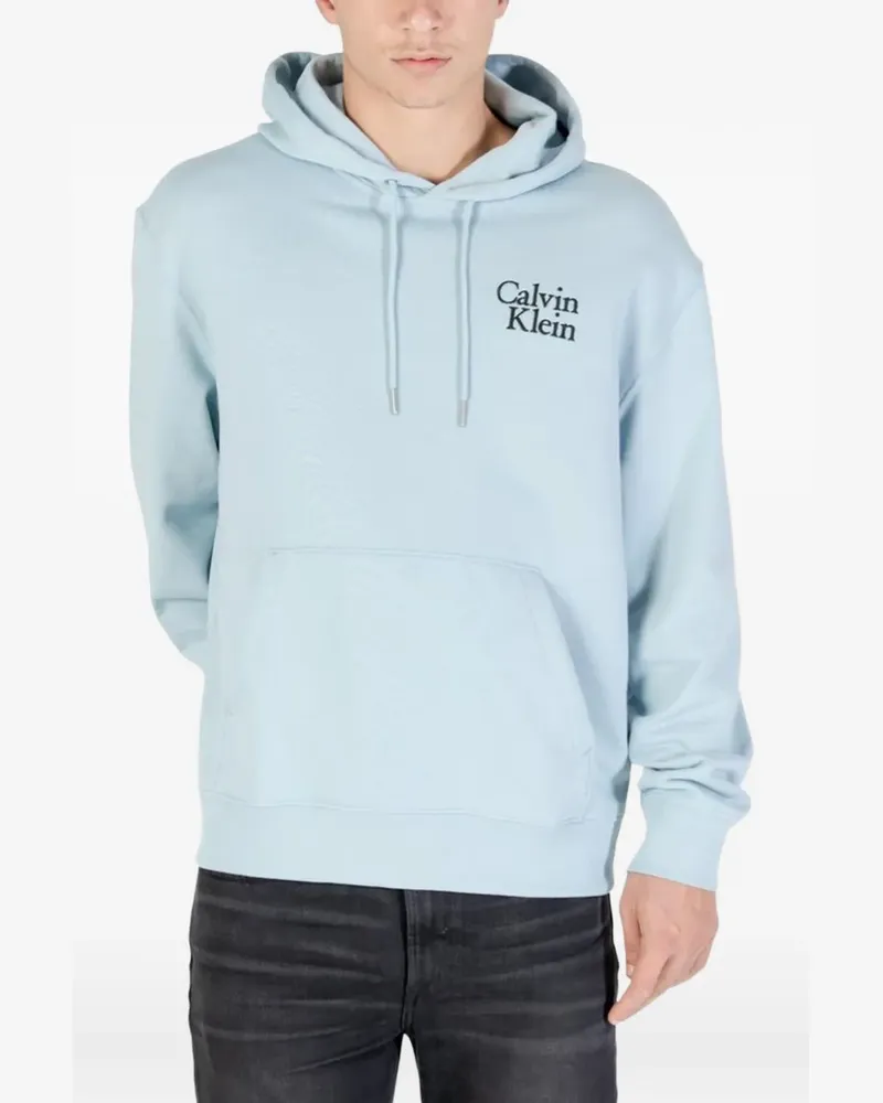 Calvin Klein logo-print drawstring hoodie - Blau Blau