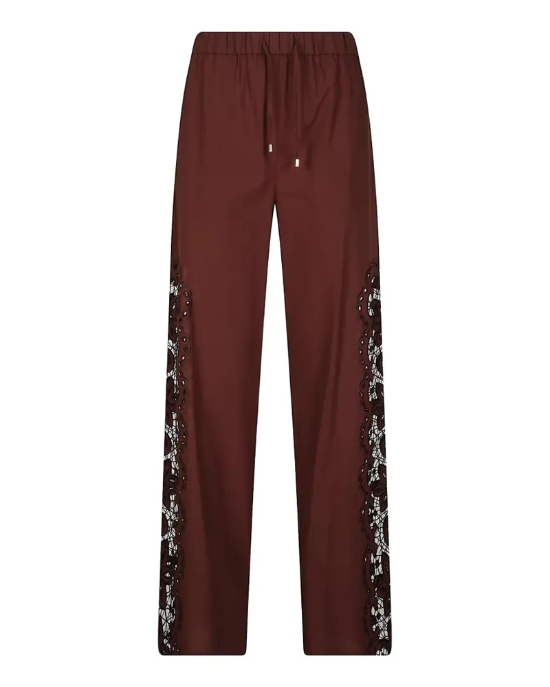 Patrizia Pepe lace-insert drawstring trousers - Braun Braun