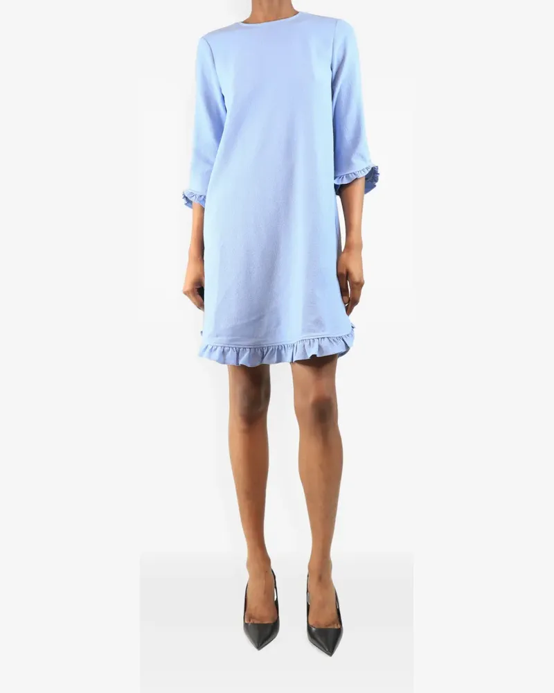 Ganni ruffled crepe mini dress - Blau Blau