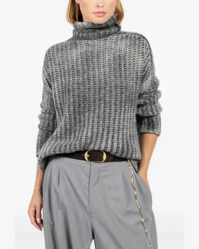Avant Toi Gerippter Rollkragenpullover - Grau Grau