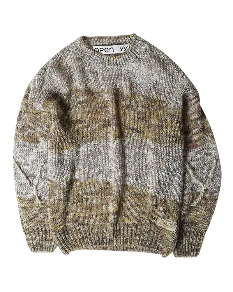 OPEN YY Melierter Pullover mit Streifen - Braun Braun