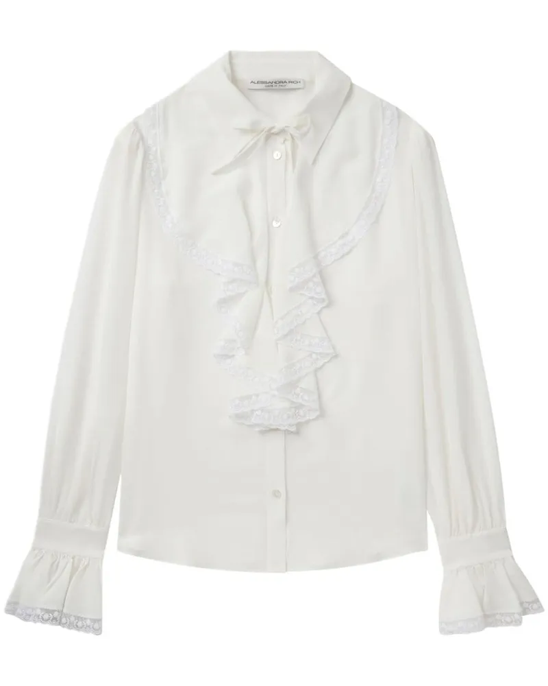 Alessandra Rich Bluse mit Rüschendetail - Weiß Weiß
